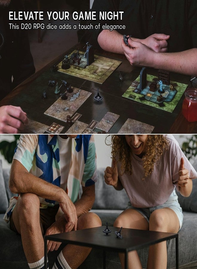 CZYY 3D Printed Spinning Top - Unique Gaming Dice, EDC Fidget Dice, Desk Toy, DND Gift & Accessories for Tabletop RPG Gamer (Black D20) - Image 5
